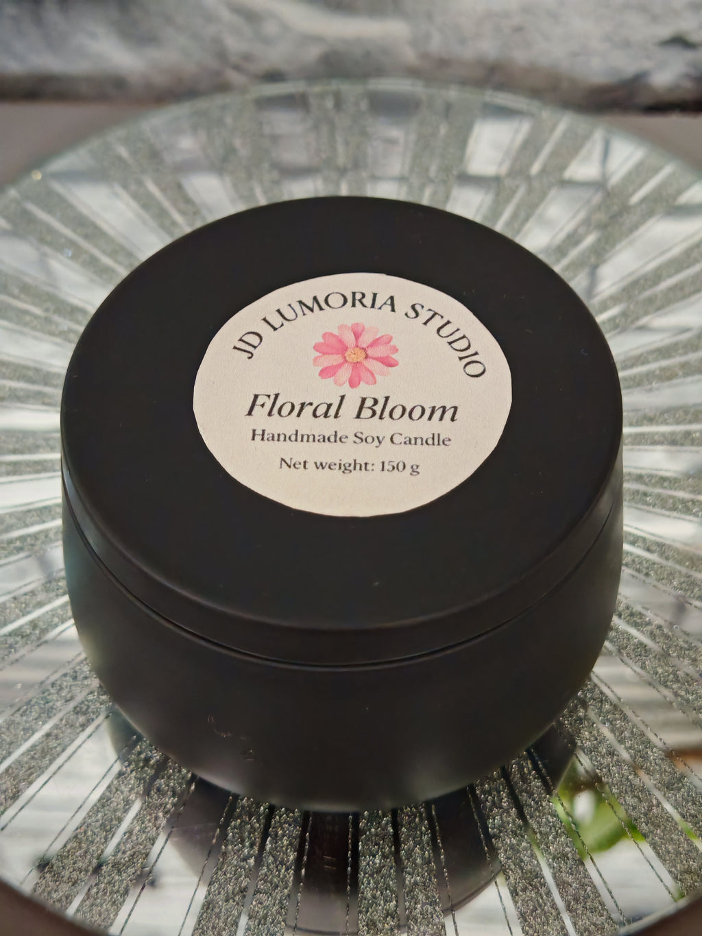 Handmade Soy Candle with Flower Decoration