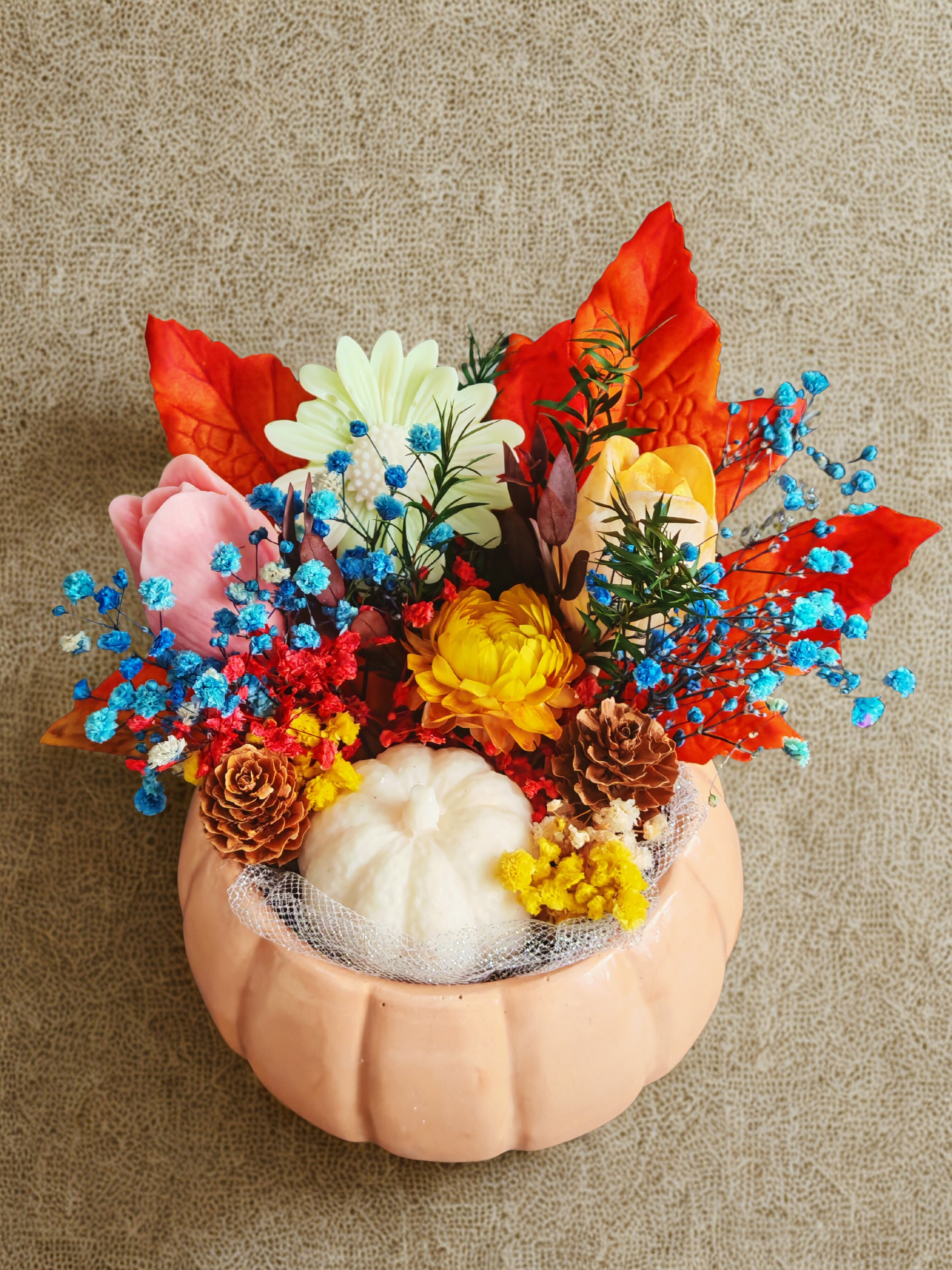 Autumn Pumpkin Bouquet & Candle Set