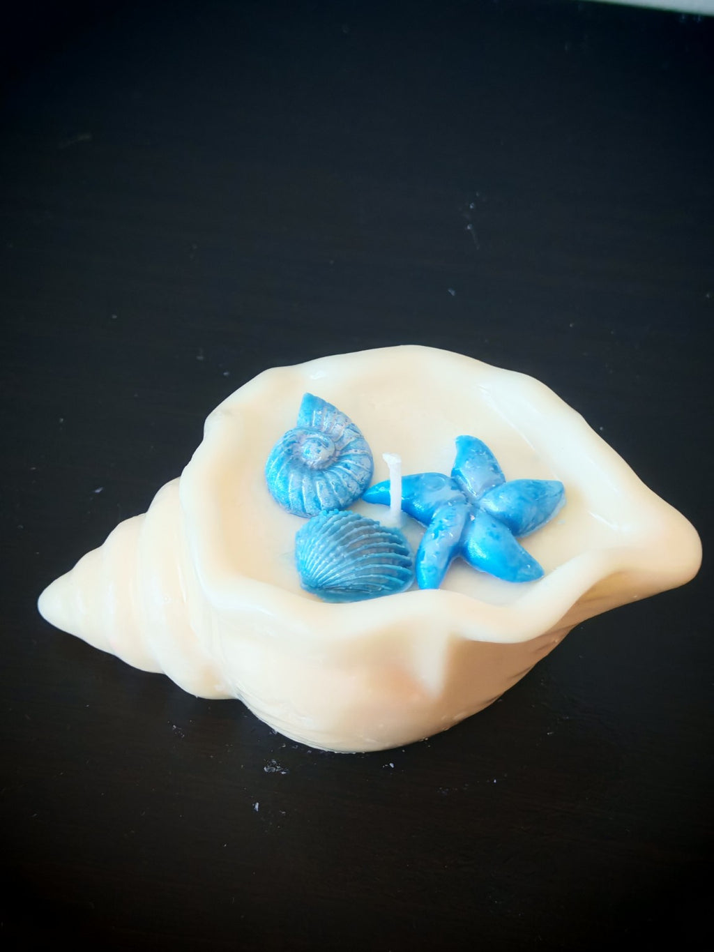 Seaside Candle Gift Set - Handmade Shell Candle with Gypsum Ceramic Starfish Plate