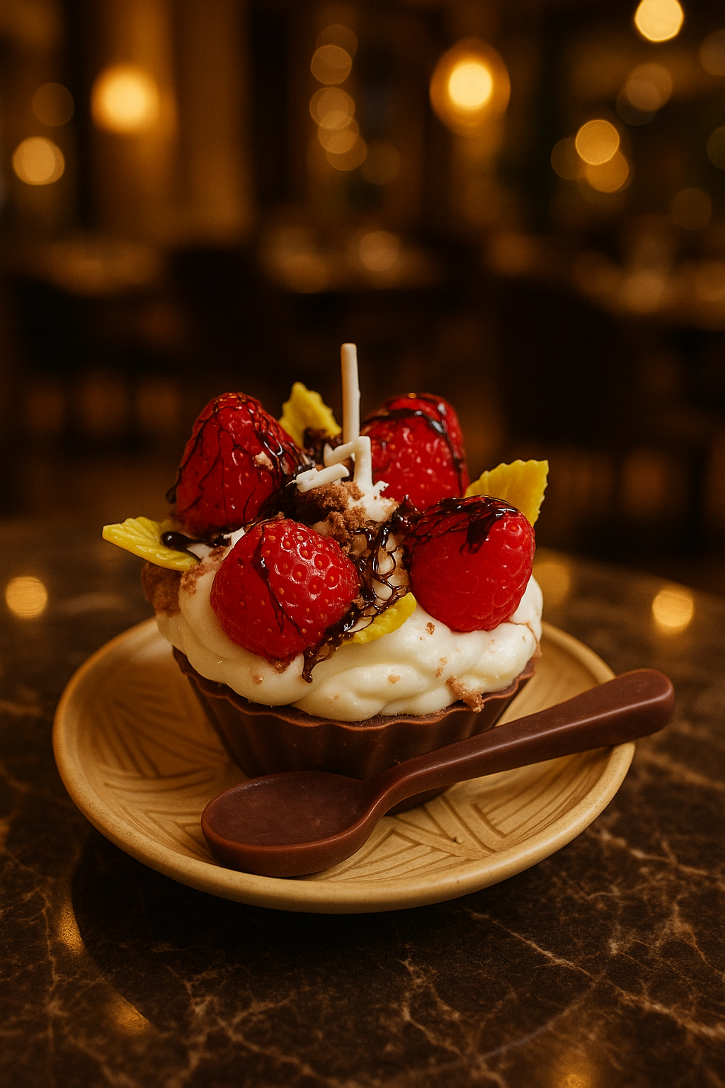 Coffee Soy Candle Gift Set -  Ceramic Cup & Strawberry Muffin Candle