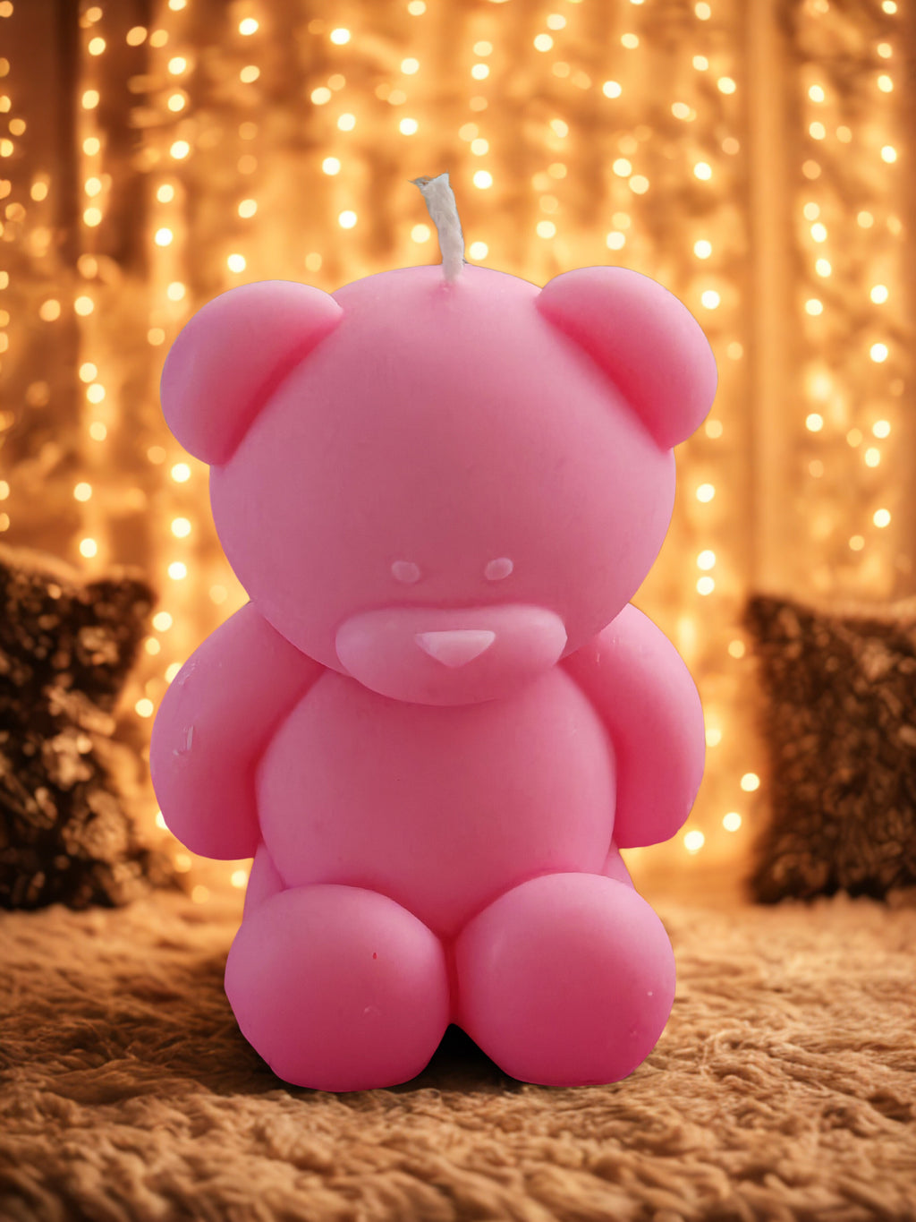 Gift Set "Teddy & Bicycle" - Handmade Soy Wax Candles and Ceramic Gypsum Decor