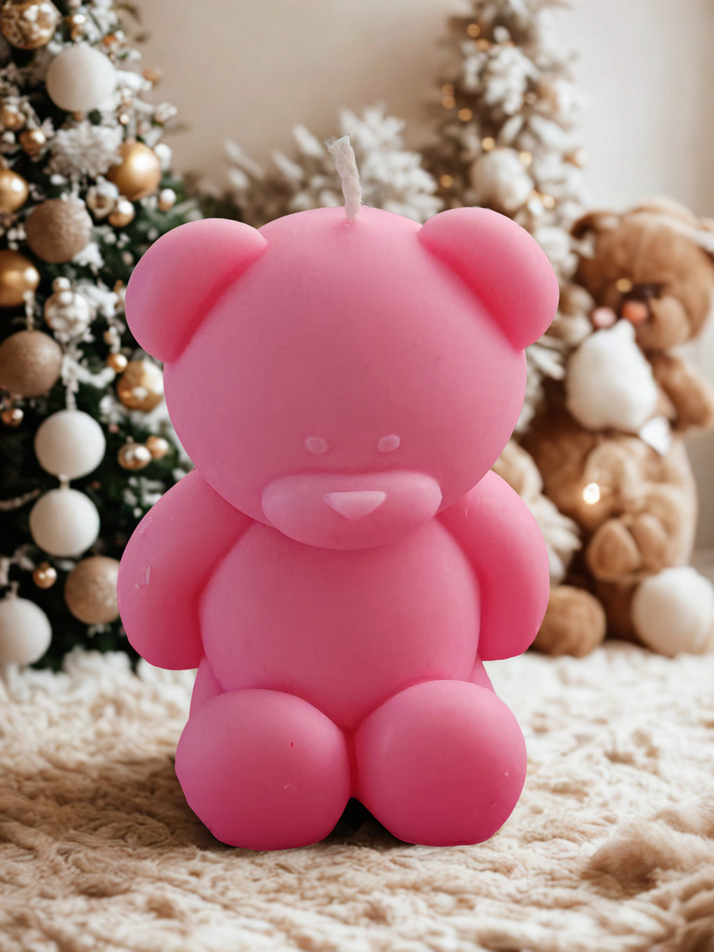 Gift Set "Teddy & Bicycle" - Handmade Soy Wax Candles and Ceramic Gypsum Decor