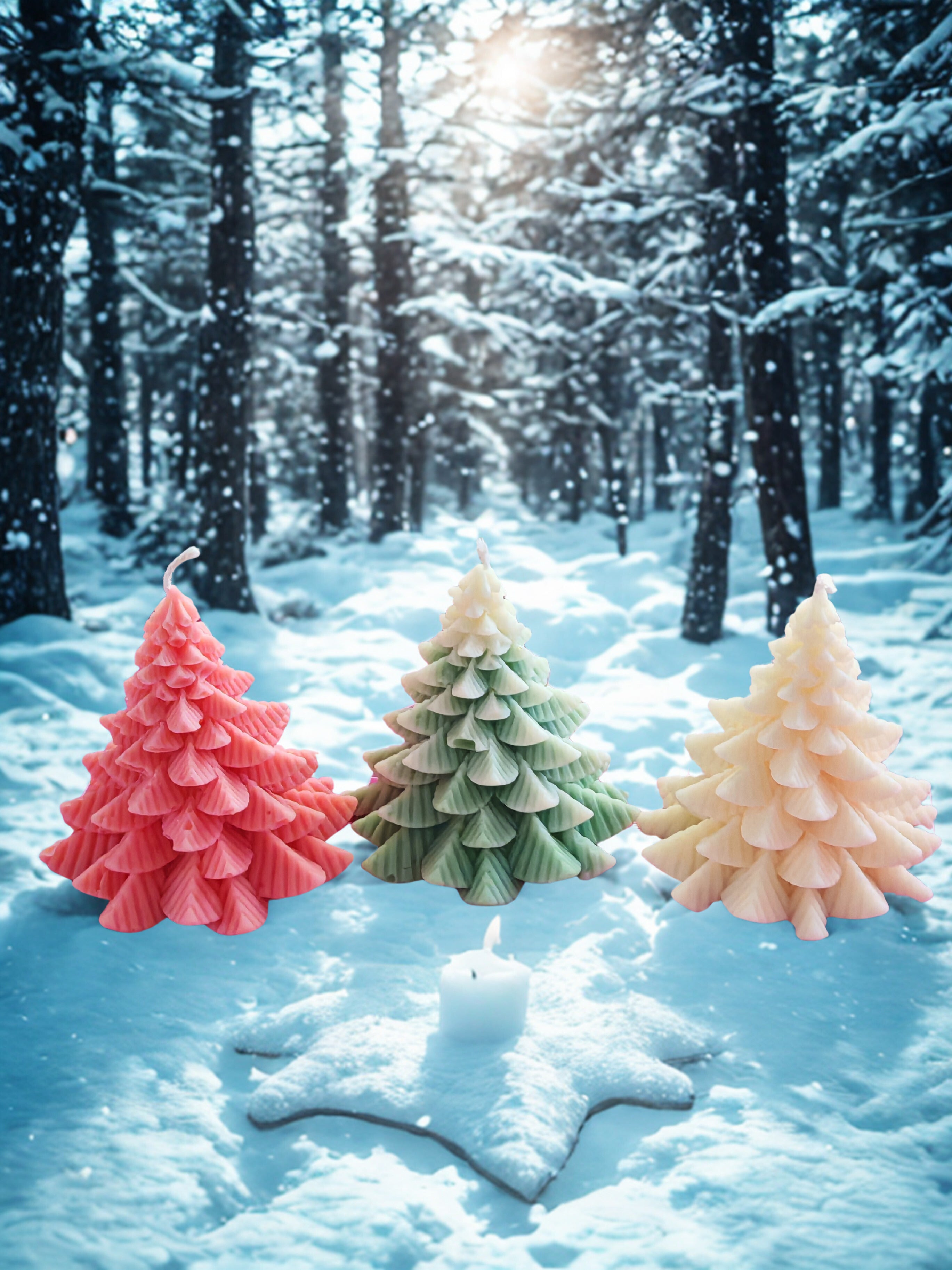 Mini Christmas Tree Wax Decor - Handmade Soy Wax Ornament 60g