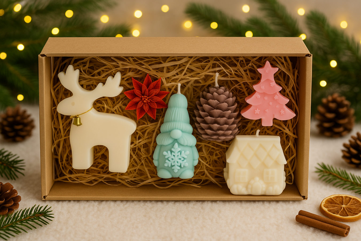 Christmas Wax Gift Set - Handmade Soy Wax Decorations - 6-Piece Box £12.95