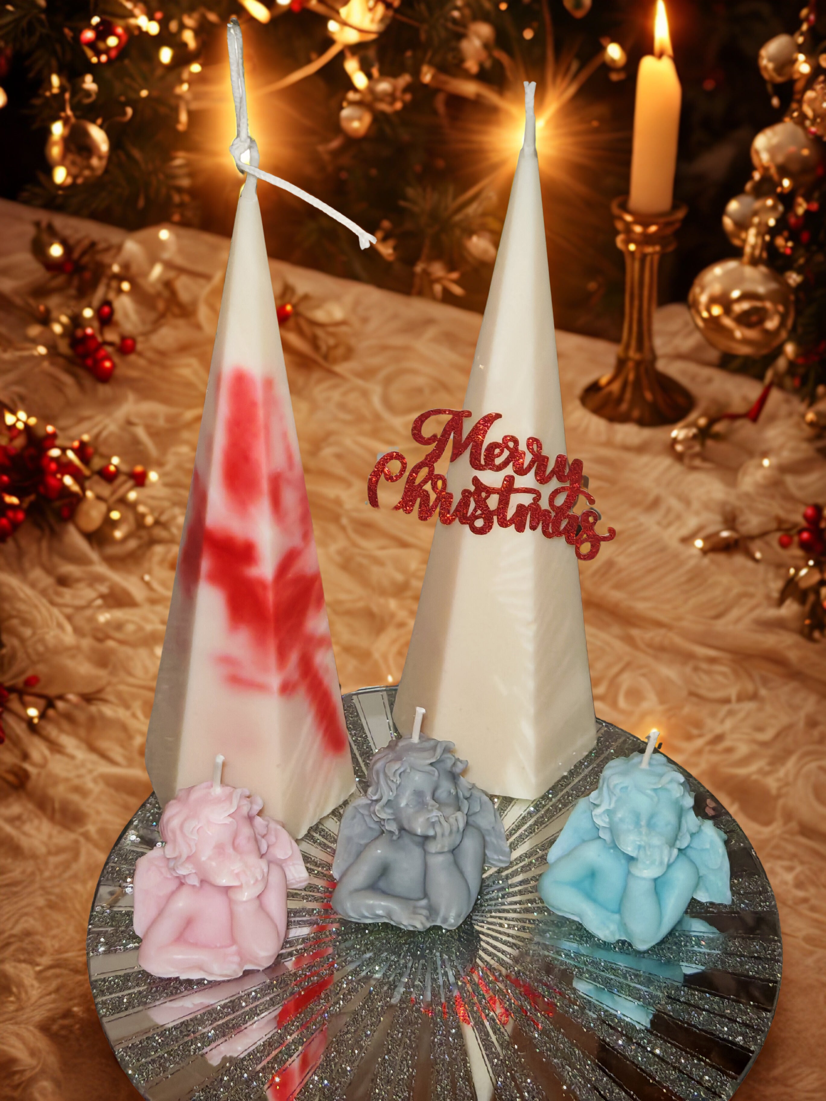 Christmas Angel Candle Set - 3 Handmade Soy Wax Angels