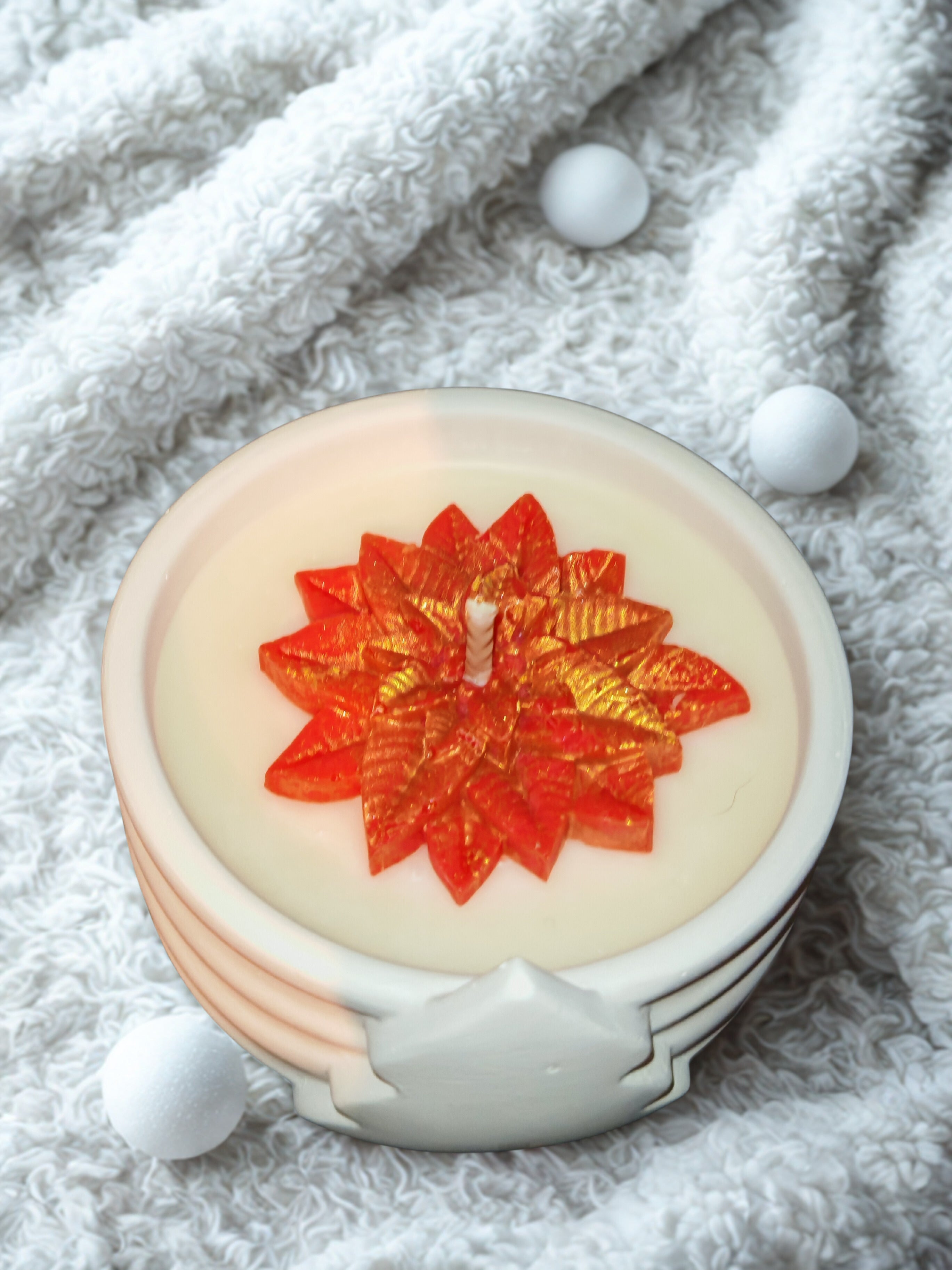 Christmas Candle in Ceramic Gypsum Bowl&nbsp;