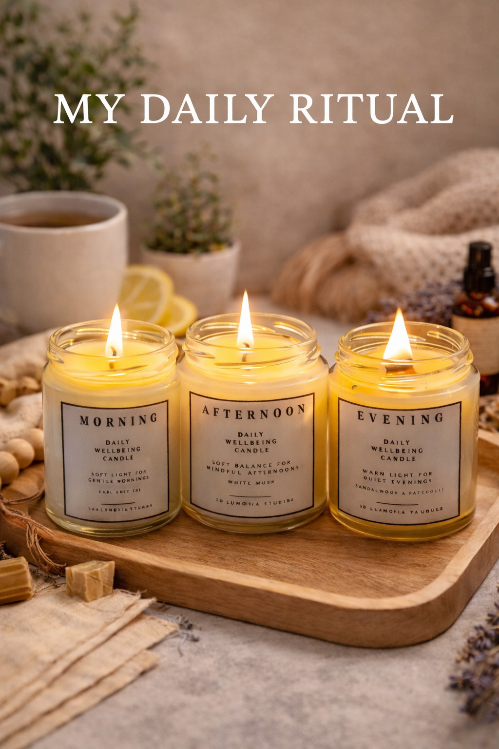 Daily Wellbeing -  3 Candle Ritual Set