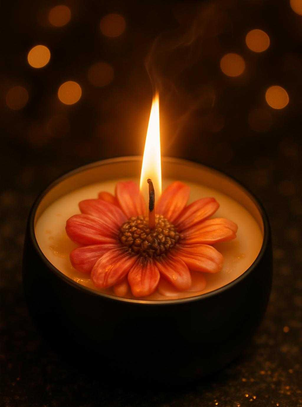 Handmade Soy Candle with Flower Decoration