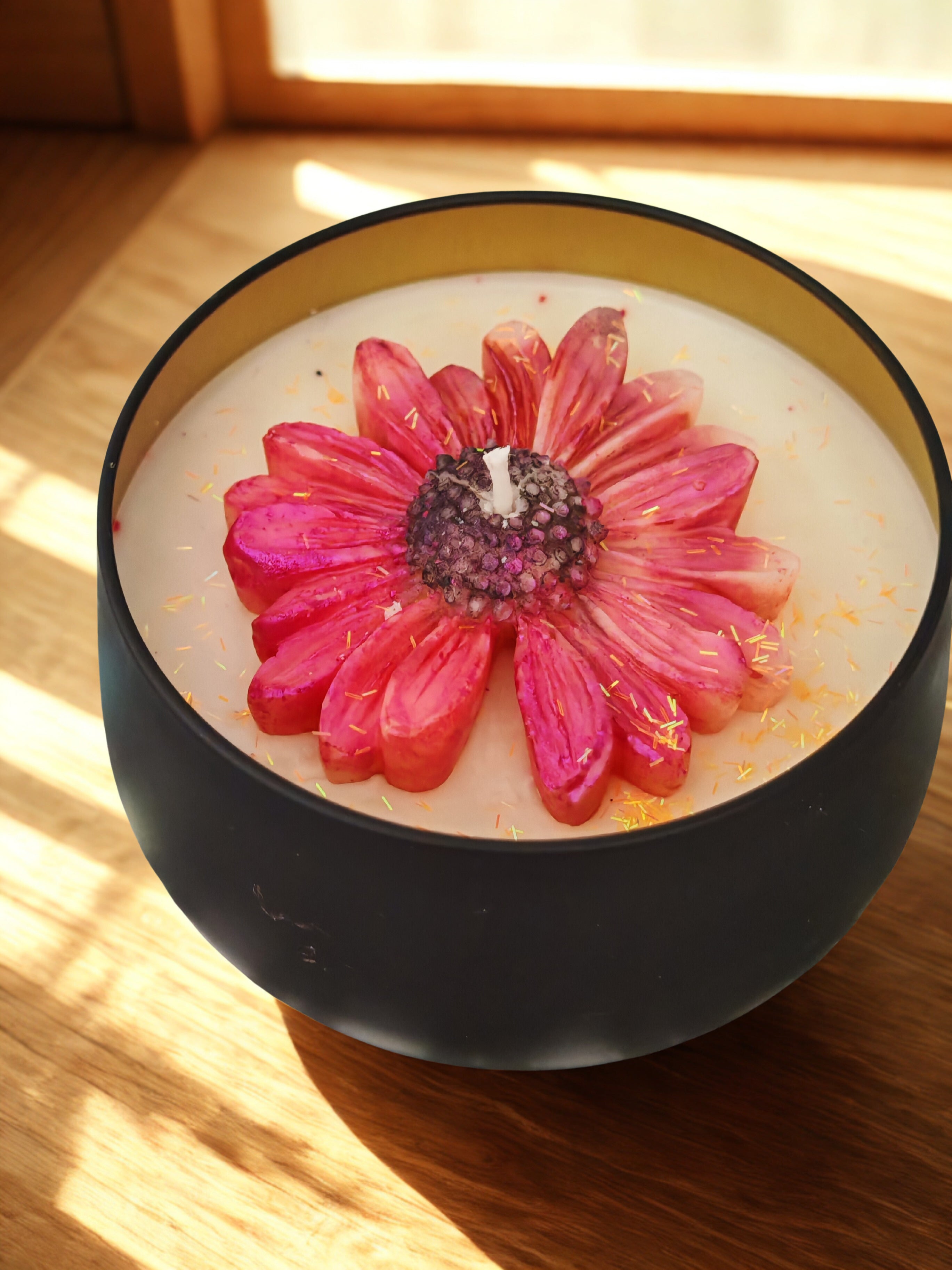 Handmade Soy Candle with Flower Decoration