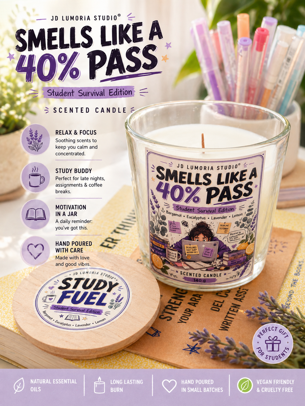 Smells Like a 40% Pass - Student Survival Edition Scented Candle