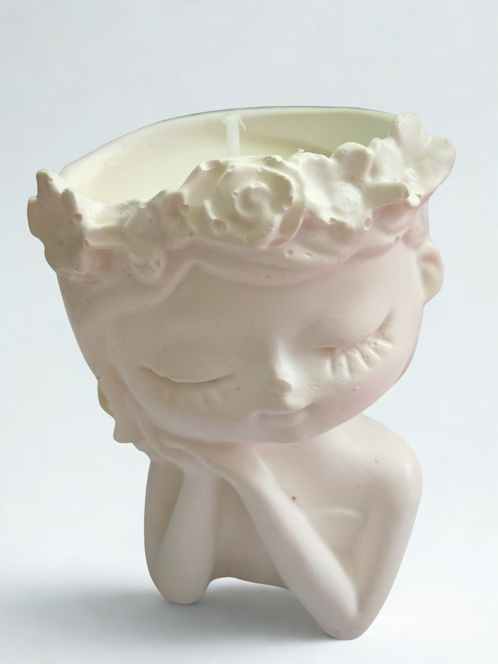 Enchanted White Girl Vase & Candle Set