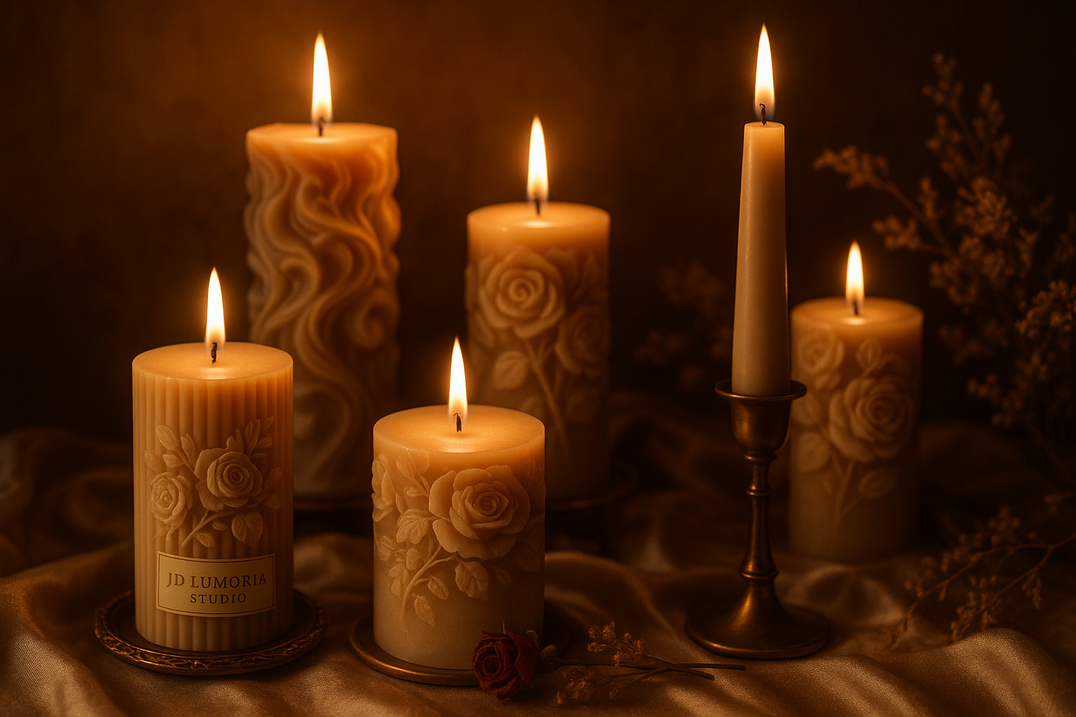 At JD Lumoria Studio each candle is more than wax and wick. It is a symbol of warmth romance and artistry created to turn everyday moments into unforgettable memories. Our candles are carefully handcrafted to bring light comfort and a touch of glamour to your home. Discover candles that inspire relaxation love and cosy evenings. Each one is made by hand and created for your soul.