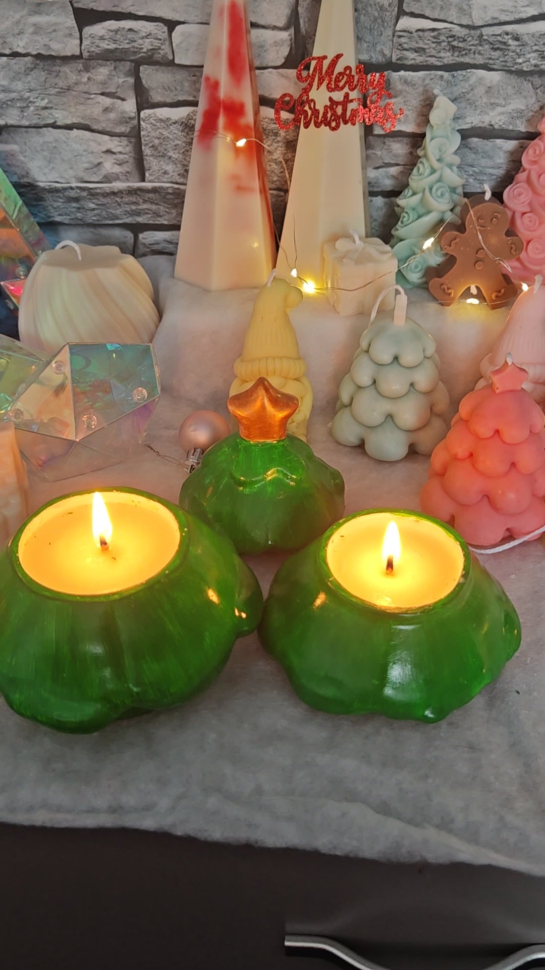 Christmas Tree Candle Duo - Handmade Gypsum & Soy Wax Set