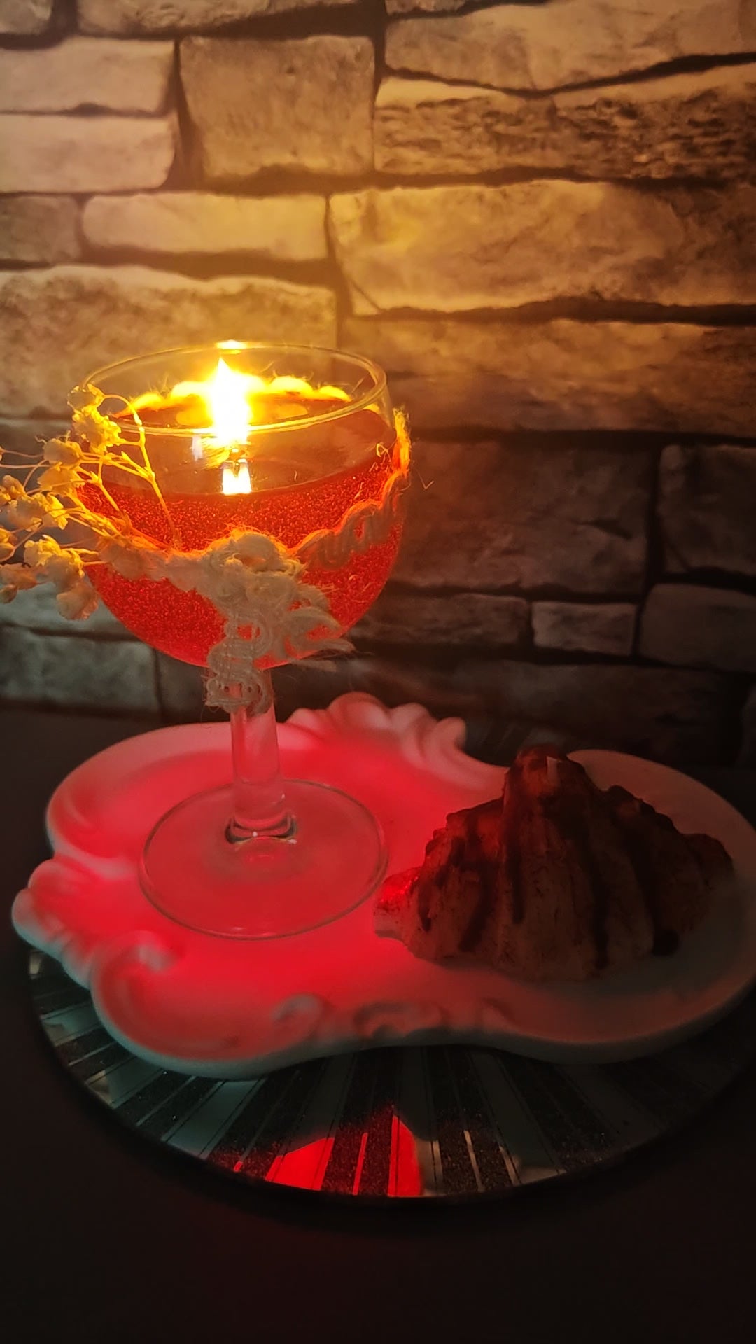 Festive Wine Glass and Croissant Candles
