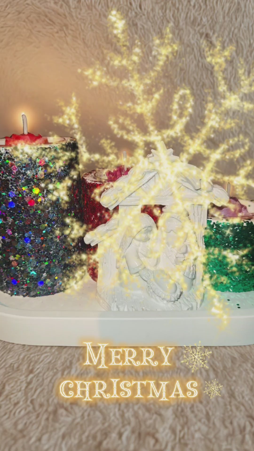 Christmas Nativity Tealight Holders on Ceramic Gypsum Tray